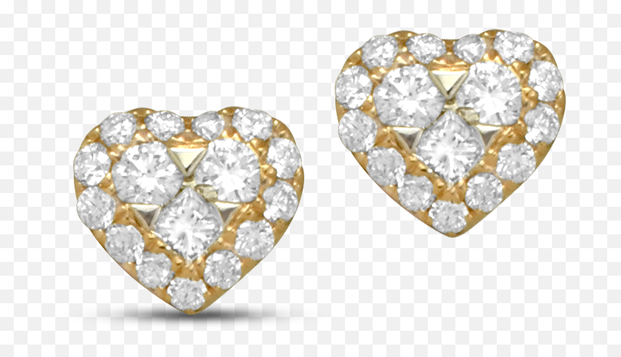 Rose Gold Diamond Heart Earrings - Colored Gold Png,Diamond Heart Png