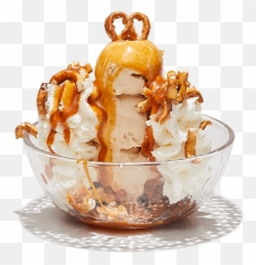 Salted Caramel Pretzel Sundae - Serveware Png,Caramel Png