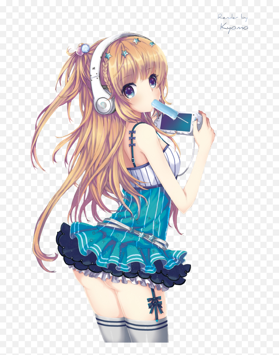 Anime Music Download - Anime Headphone Girl Render Deviantart Png,Anime  Music Folder Icon - free transparent png images 