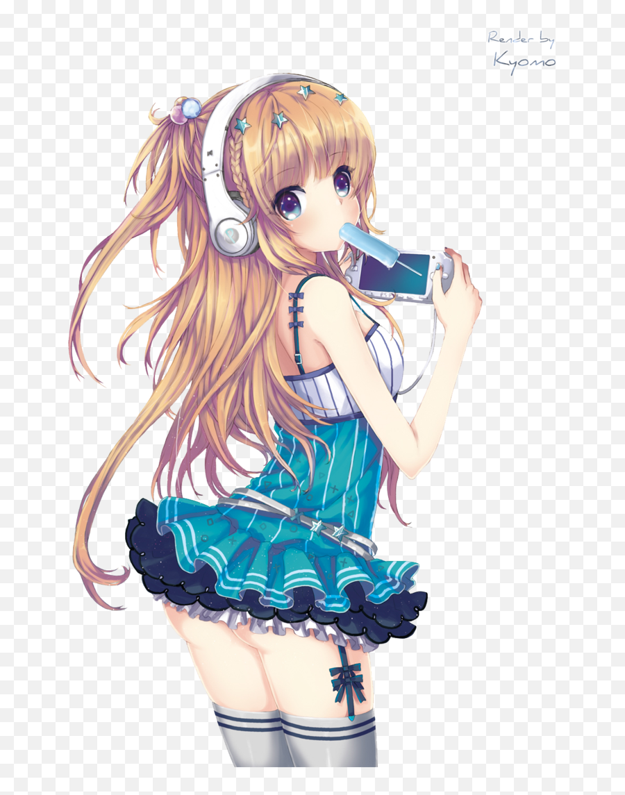 Anime Music Download - Anime Headphone Girl Render Deviantart Png,Anime Music Folder Icon