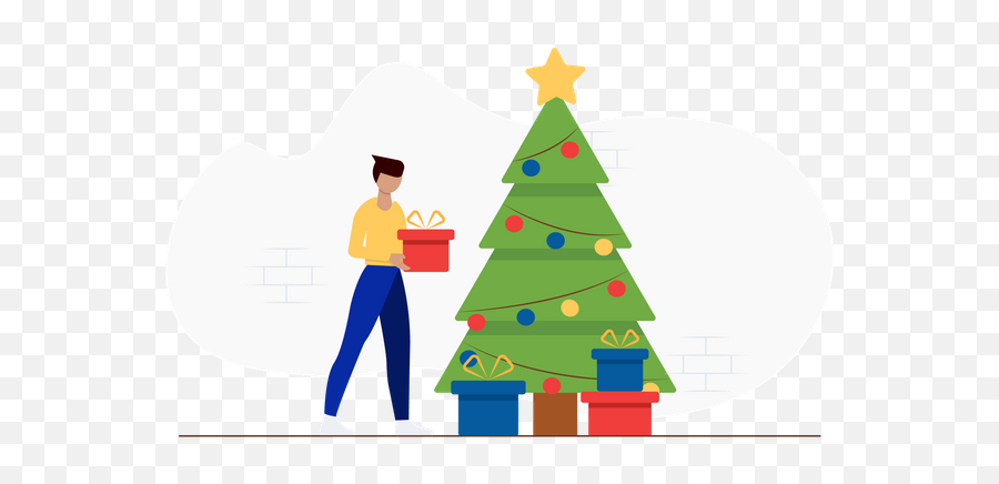 Best Free People Celebrating Christmas With Tree - New Year Tree Png,Christmas Tree Icon Free