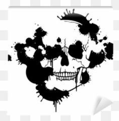 Wall Mural Ink Blots Creating Skull Silhouette - PIXERSUS Blot Skull Silhouette png