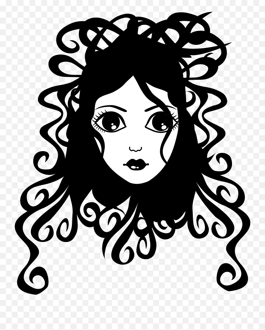 Library Of Curly Tree Black And White Png Files - Drawing Black White,Curly Hair Png
