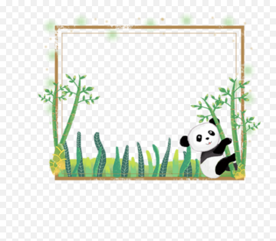 Ftestickers Panda Bamboo Frame Borders - Frame Panda Border Design Png,Bamboo Frame Png