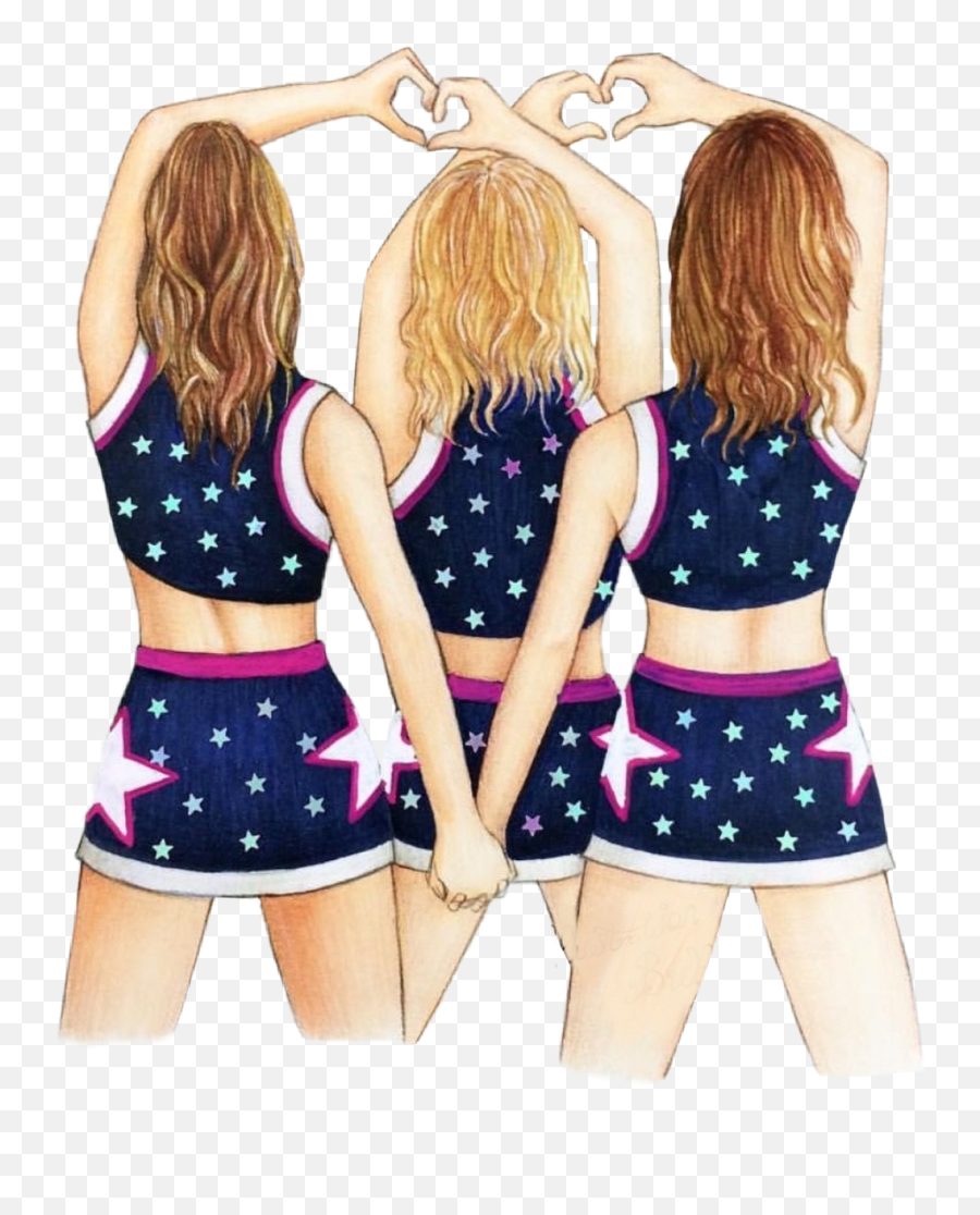 Cheerleaders Png - Three Best Friend Drawing Girls,Cheerleaders Png
