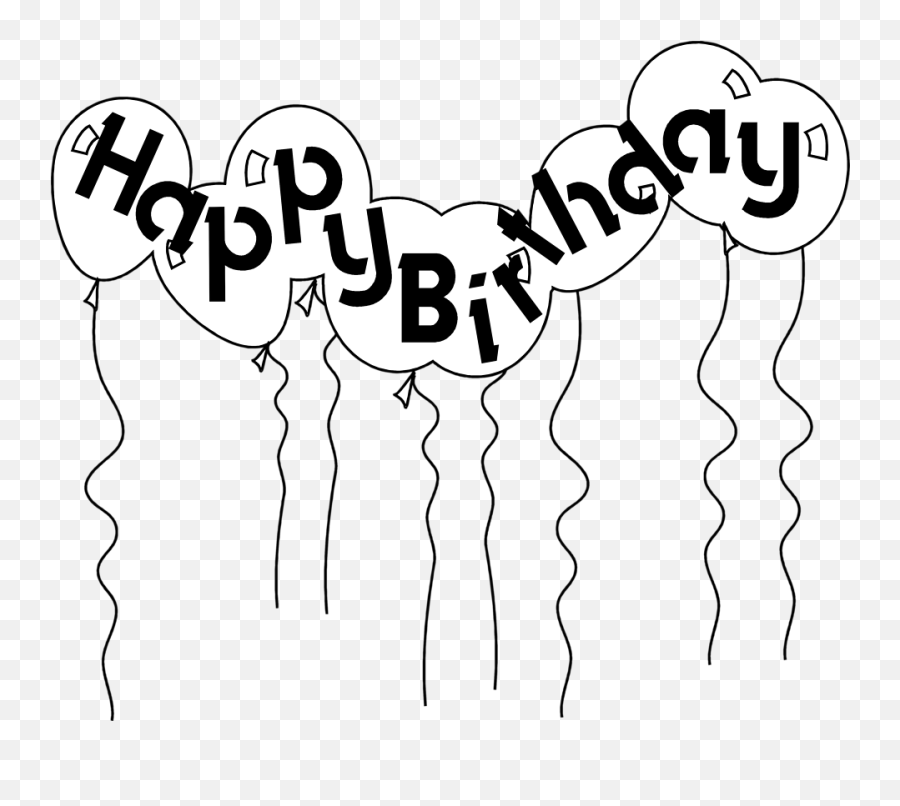 Birthday Black And White Happy Clipart - Happy Birthday Balloons Png,Birthday Clipart Png