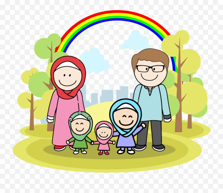 Muslim Family Cartoon Png - Muslim Family Clipart,Muslim Png