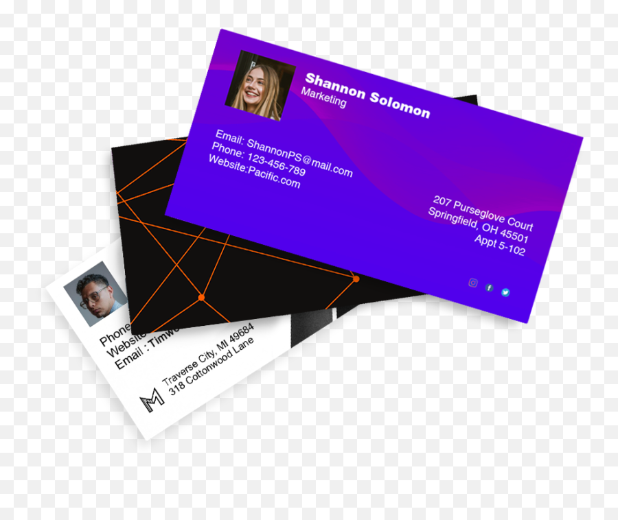 Electronic Business Card Management App - Horizontal Png,Social Media Logos For Business Cards