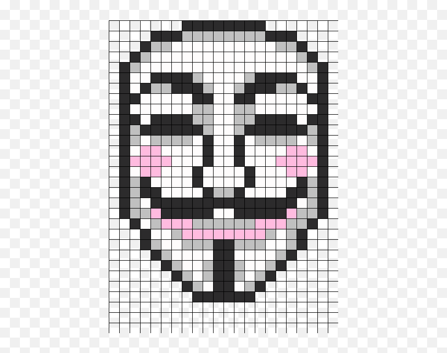 Guy Fawkes - V For Vendetta Perler Bead Pattern Perler Anonymous Mask Pixel Art Png,Anonymous Mask Transparent