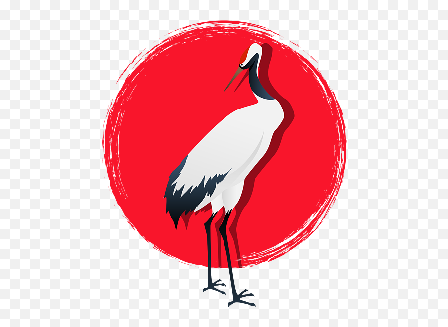 Japan Flag Crane Stork Japanese Culture Bird Gift T - Shirt Long Png,Stork Icon