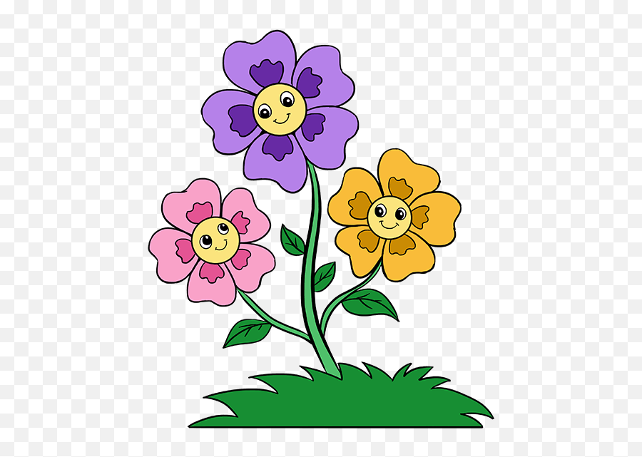 Flowers Cartoon Pictures - Easy Flower Drawing Cartoon Png,Flower Cartoon Png