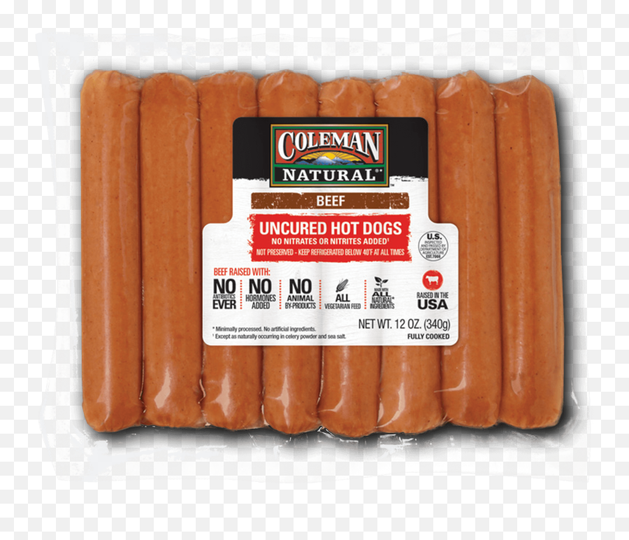 Coleman Natural Uncured Beef Hot Dogs Perdue Farms - Coleman Chicken Png,Hot Dog Transparent Background