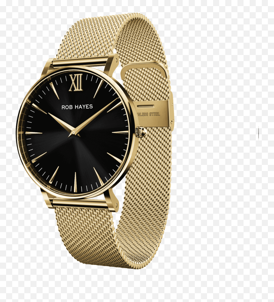 Goldblack Berkeley 33 Watch - Rob Hayes Watches Watch Png,Gold Watch Png