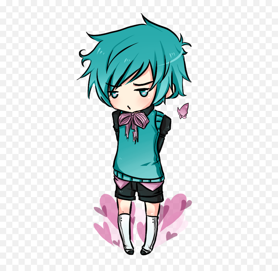 Anime 845944 Boy With Blue Hair And - Chibi Boy Hair Green Png,Anime Boy  Icon - free transparent png images 