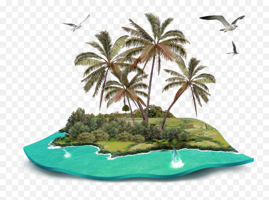 Beach Clipart Png - Coconut Gratis Island Tree Decoration Transparent Tropical Island Png,Beach Clipart Transparent Background
