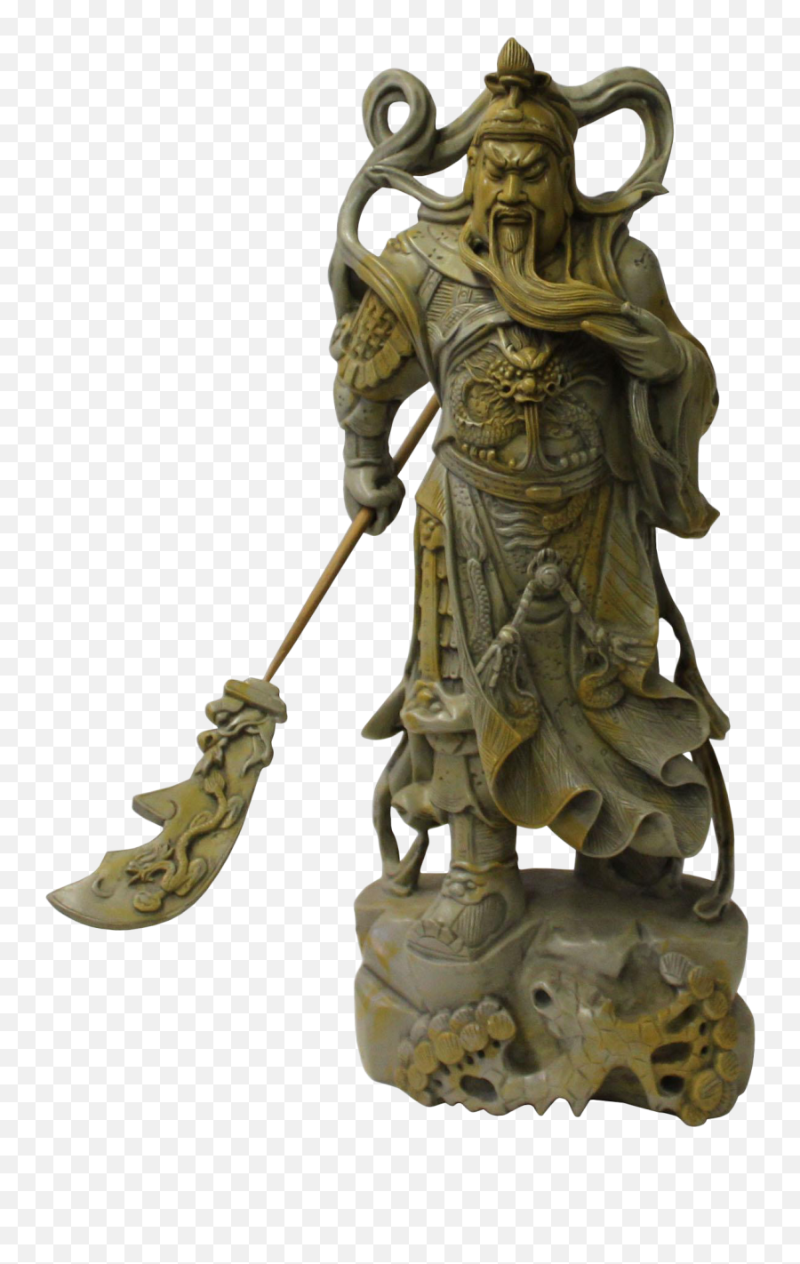 Chinese Gray Brown Color Standing General Guan Kwan Kong Statue - General Kwan Statue Png,Kong Png