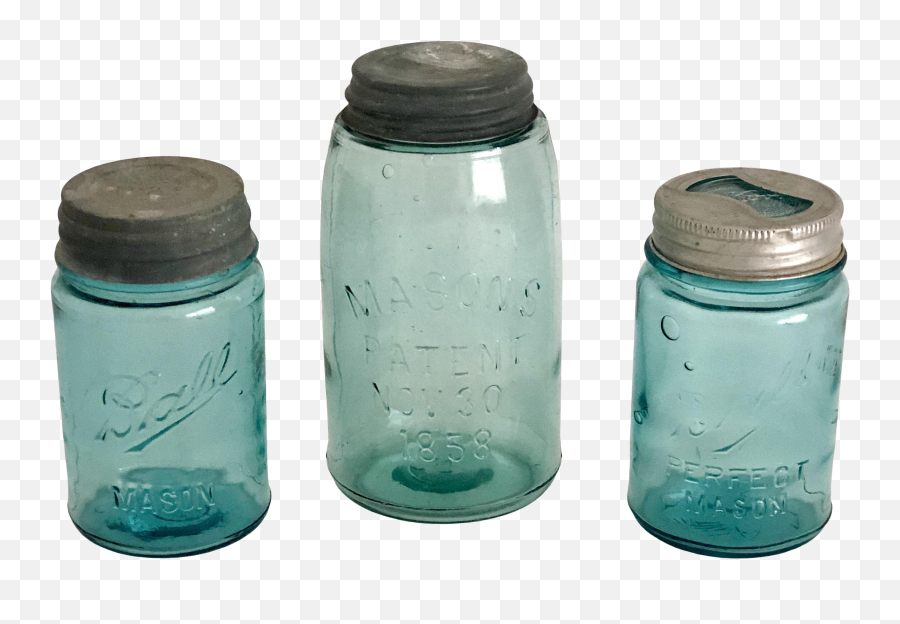 Vintage Mason Jars - Set Of 3 Water Bottle Png,Mason Jar Png