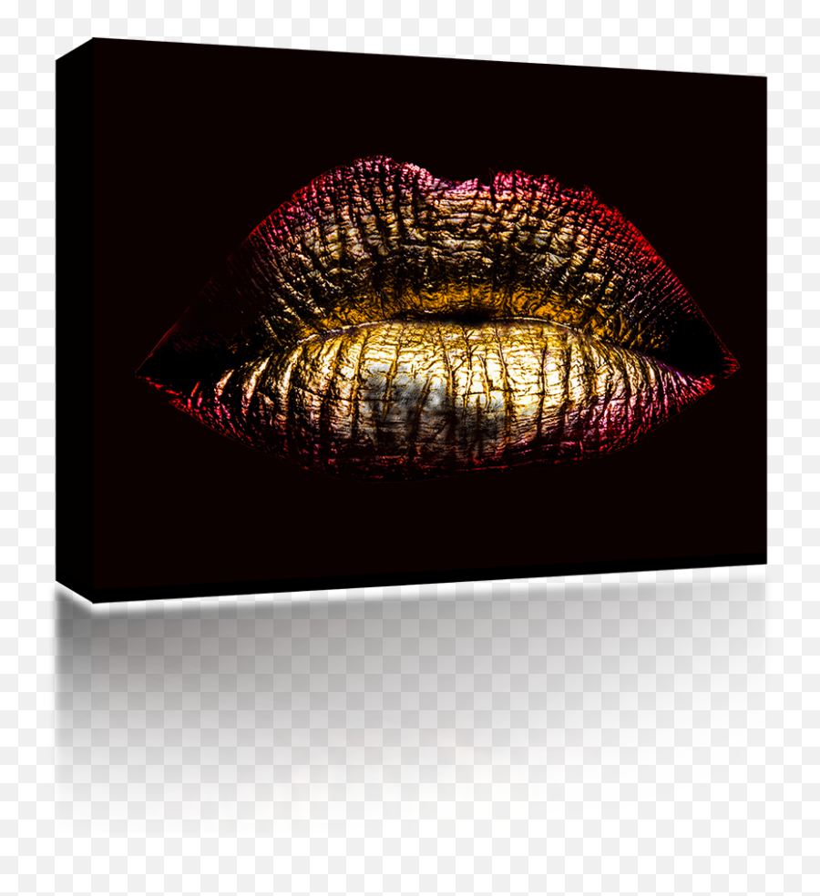 Red And Golden Metallic Lips - Obraz Nowoczesny Czarny Png,Gold Lips Png