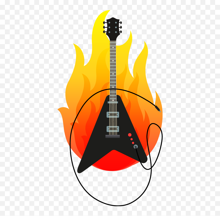 Electric Guitar Sticker With Flame - Electric Guitar Sticker Png,Guitar Clipart Png