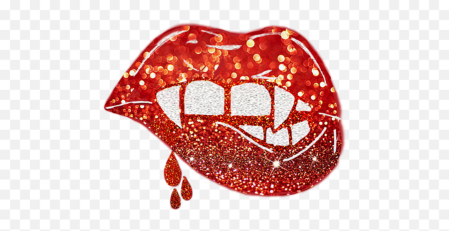 Vampire Lips In Faux Glitter With - Lips Png,Dripping Blood Transparent