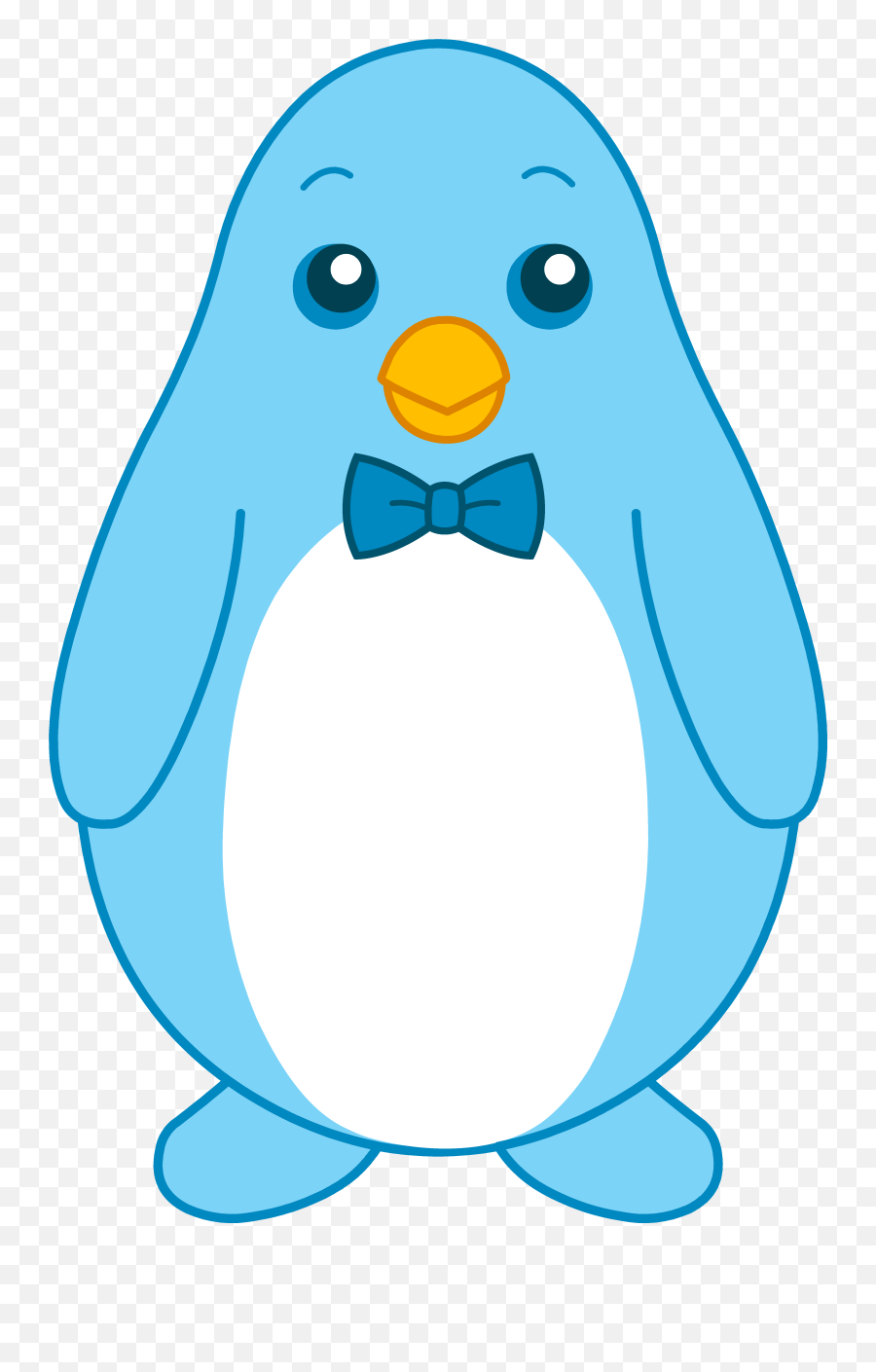 Cartoon Little Blue Penguin With Bow Tie - Cartoon Little Blue Penguin Png,Blue Bow Png