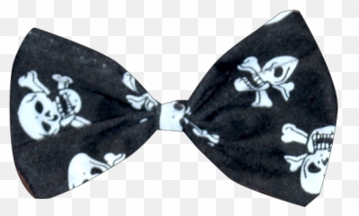Pretty Disturbia Handmade Black And White Skulls Stripes Hair Bow - Tuxedo Png,Hair Bow Png