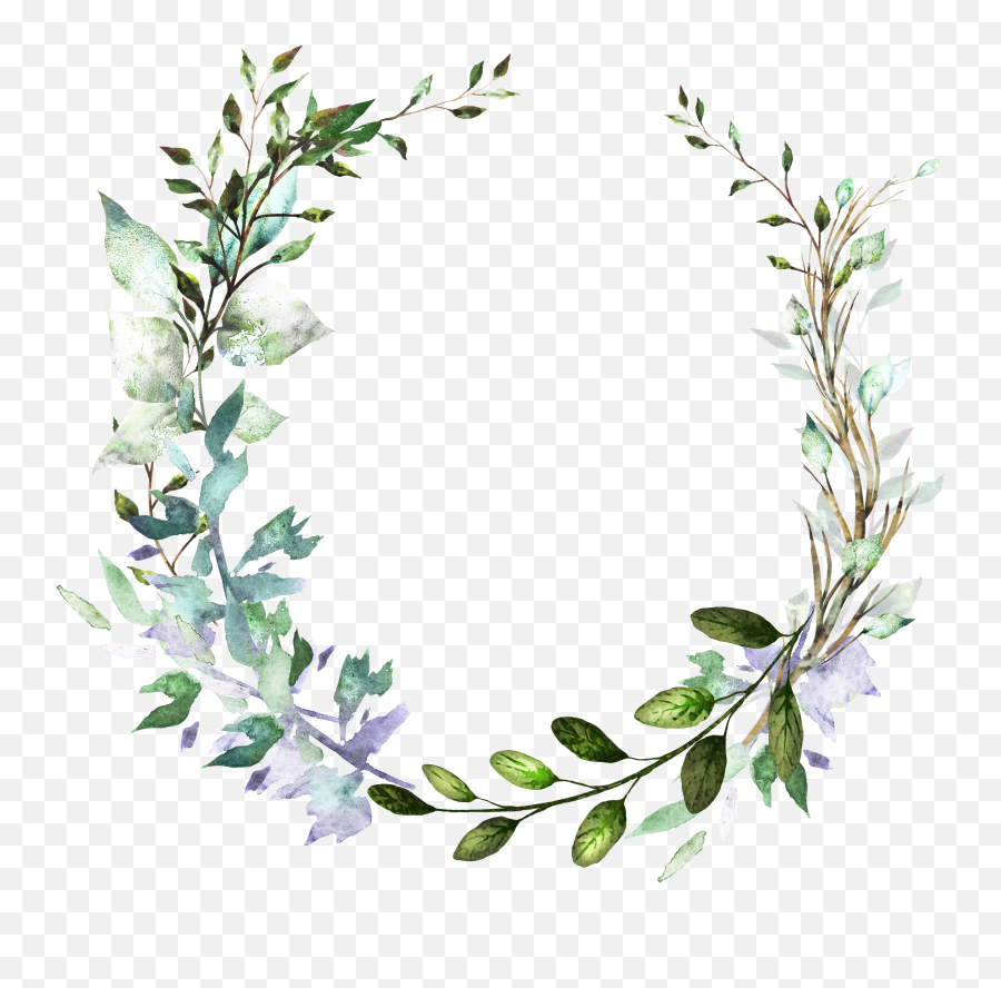 H804 - Transparent Background Watercolor Wreath Png,Watercolor Greenery Png