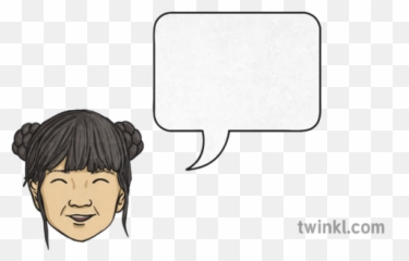 Girls Head With Speech Bubble Illustration - Twinkl Sketch png
