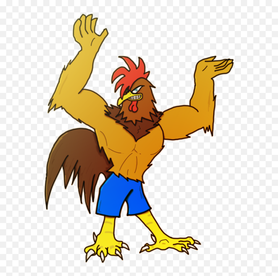 Transparent Rooster Muscle - Chicken Cartoon Png Muscular White Chicken Muscle Cartoon,Chicken Transparent