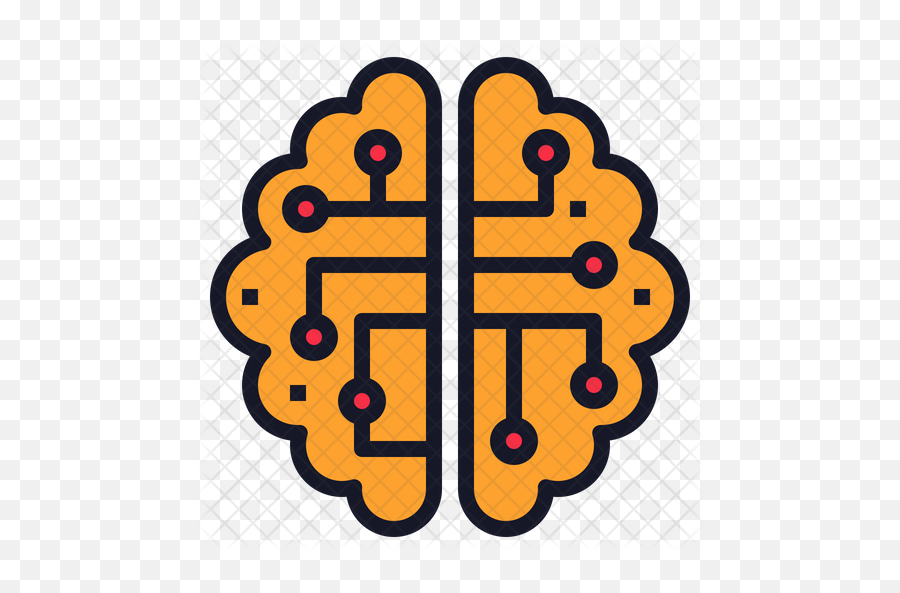 Digital Brain Icon - Cute Clock Icon Png,Brain Outline Png