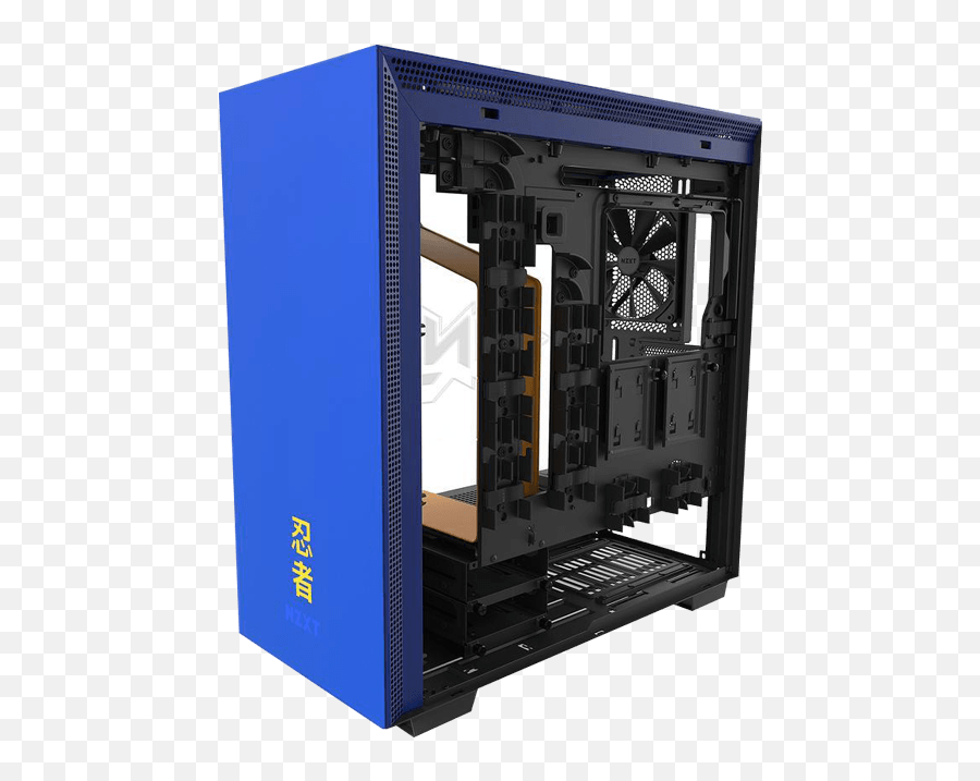 H Series H700i Ninja Tempered Glass No Psu E - Atx Blueblackyellow Mid Tower Case Nzxt Nuka Cola Case Png,Tyler Blevins Png