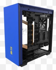 H Series H700i Ninja Tempered Glass No Psu E - Atx Blueblackyellow Mid Tower Case Nzxt Nuka Cola Case Png,Tyler Blevins Png
