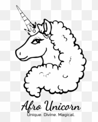 Afro Unicorn Coloring Page - png