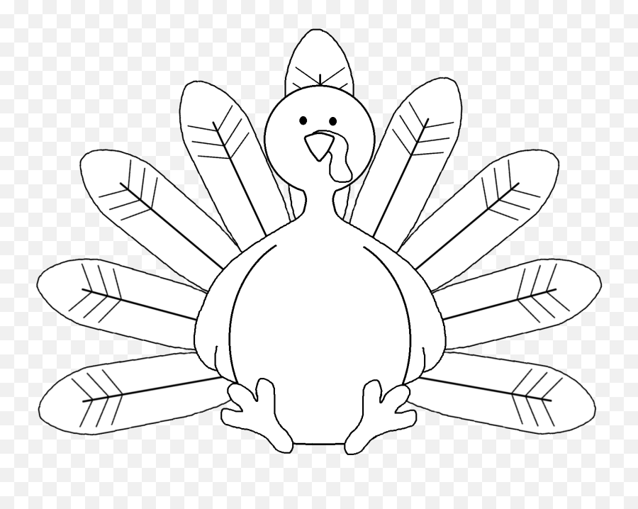 Coloring Clipart Thanksgiving - Cute Turkey Clipart Black And White Png,Happy Thanksgiving Transparent Background