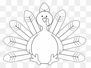 Coloring Clipart Thanksgiving - Cute Turkey Clipart Black And White png