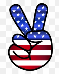 Us Flag Peace Hand Sign - American png