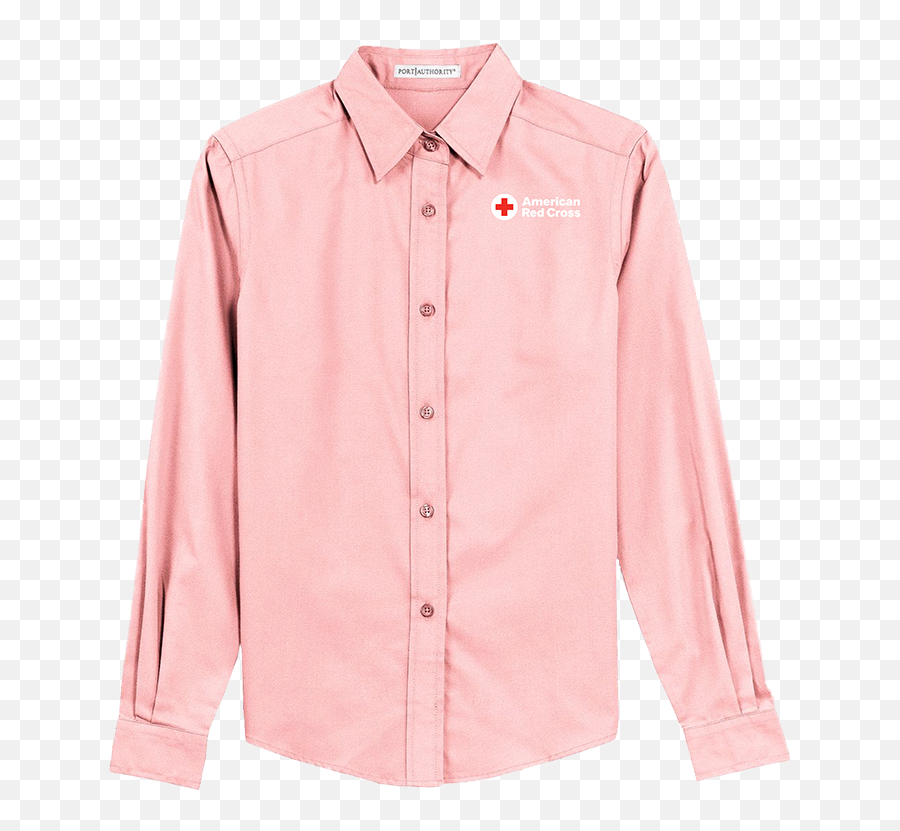 Womenu0027s Button Up Oxford Dress Shirt With Logo Red Cross Store - Pink Button Shirt Transparent Png,Shirt Button Png