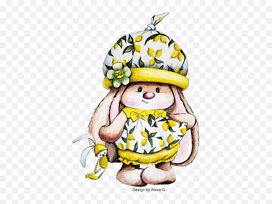 Cute Bunny Wearing Dolce And Gabbana Lemon Dress Hand Towel - Happy Png,Dolce And Gabbana Icon T Shirts