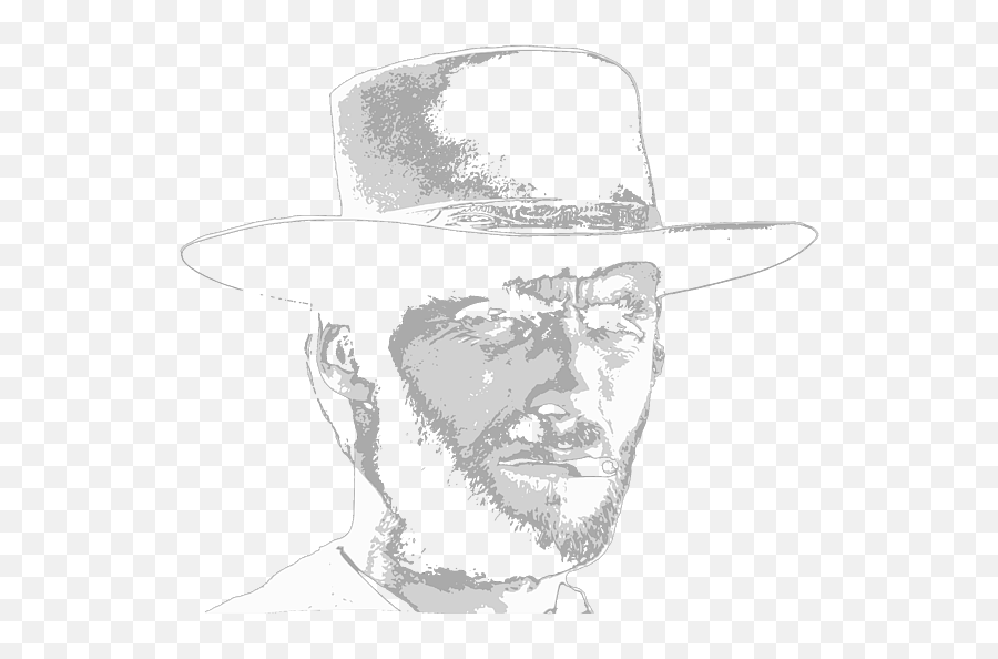 Clint Eastwood Black And White T - Shirt For Sale By Filip Costume Hat Png,Clint Eastwood Western Icon Collection