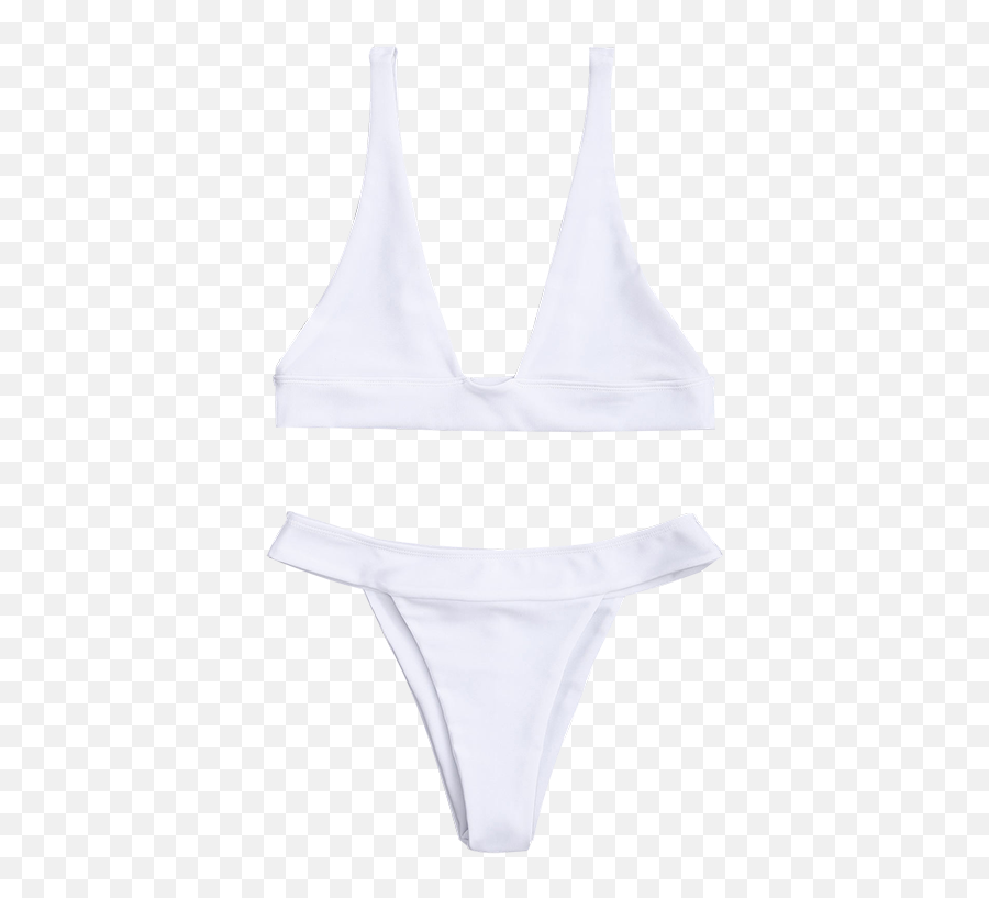 Plunge Bikini Top And High Cut Bottoms - Swimsuit Bottom Png,Bikini Transparent Background