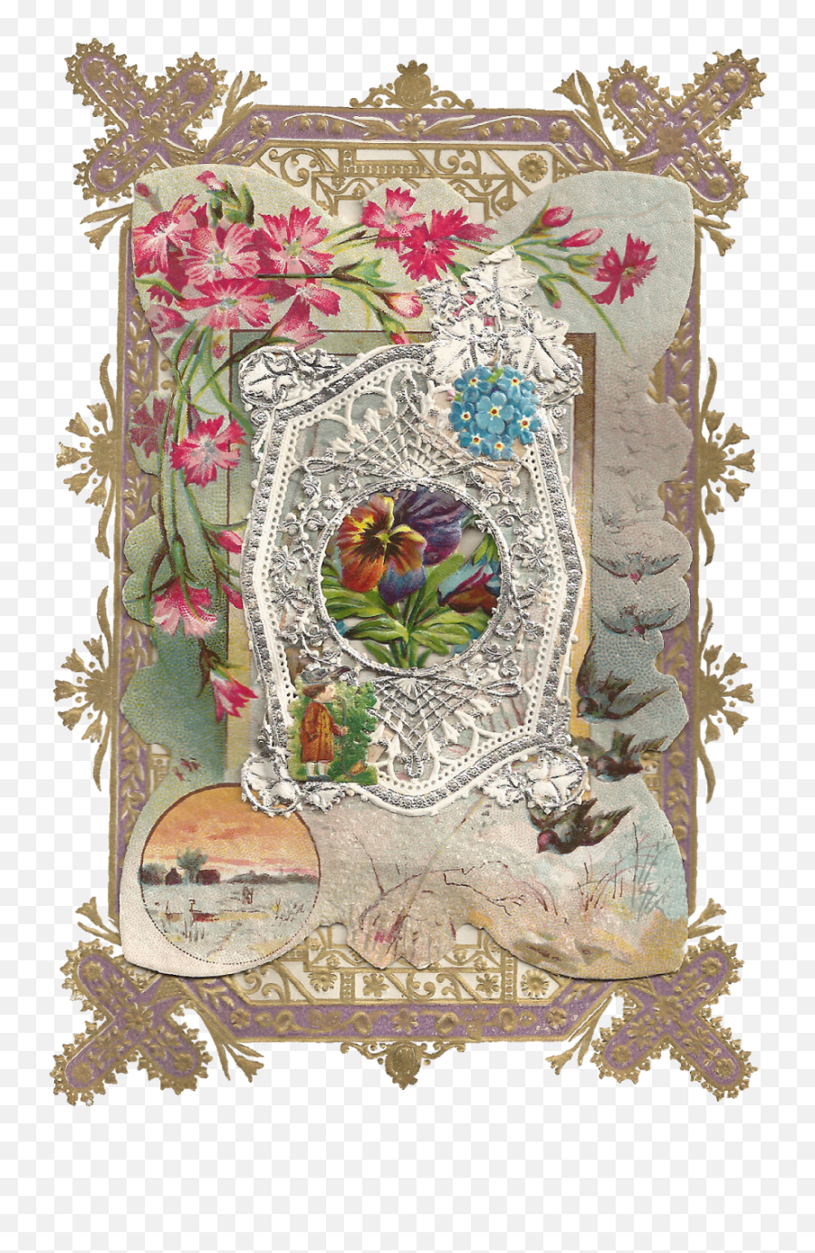 Antique Images Free Digital Frame Clip Art Flower And Bird - Bird Antiqueimages Blogspot Png,Victorian Frame Png