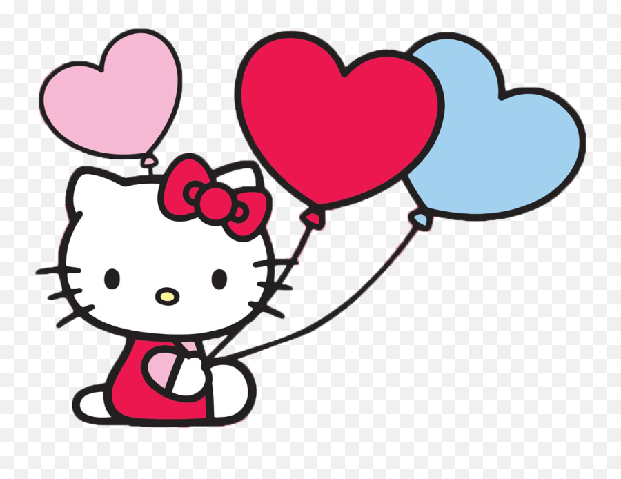 Hello Kitty With Balloons Transparent - Hello Kitty Vector Png,Facebook Heart Png