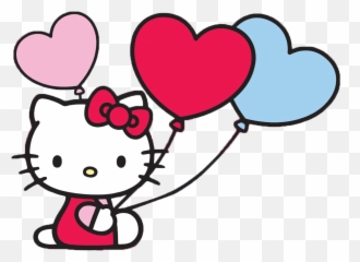 Hello Kitty With Balloons Transparent - Hello Kitty Vector Png,Facebook Heart Png