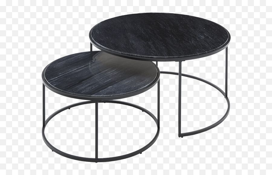 Black Marble Nest Of 2 Coffee Tables Png Table