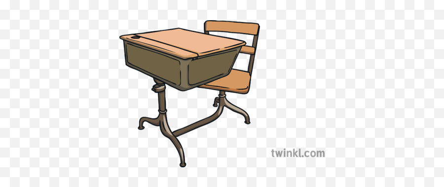 Old School Desk From 1950s Past And Present Sorting - Cartoon Old School Desk Png,School Desk Png