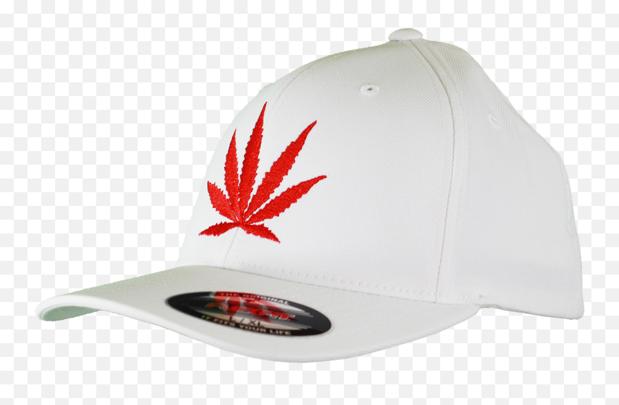 White Fitted Hat With Red Leaf - Baseball Cap Png,White Hat Png