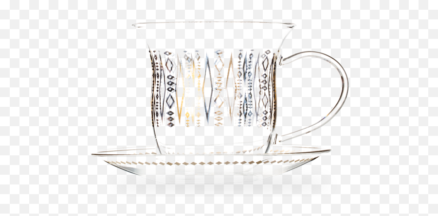 Geo Glass Cup And Saucer - Coffee Cup Png,Glass Cup Png