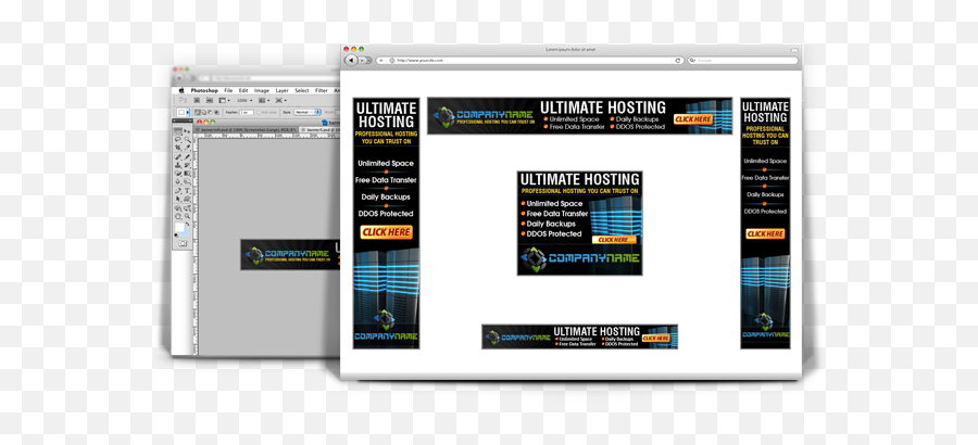 Psd Banner Template Set Of 5 - A Modern Styled Set Of Screenshot Png,Banner Template Png
