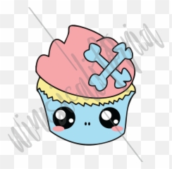 Cupcake Scull Drawn - png