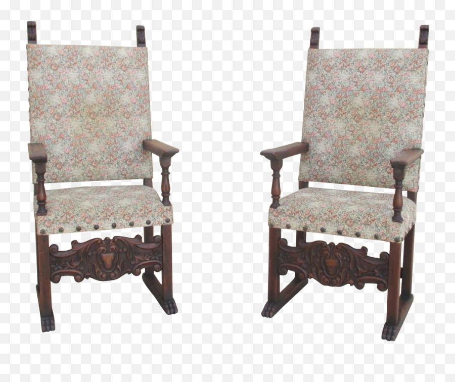 Pair Of Spanish Antique Hall Chairs Kingu0027s Arm - Chair Png,King Chair Png